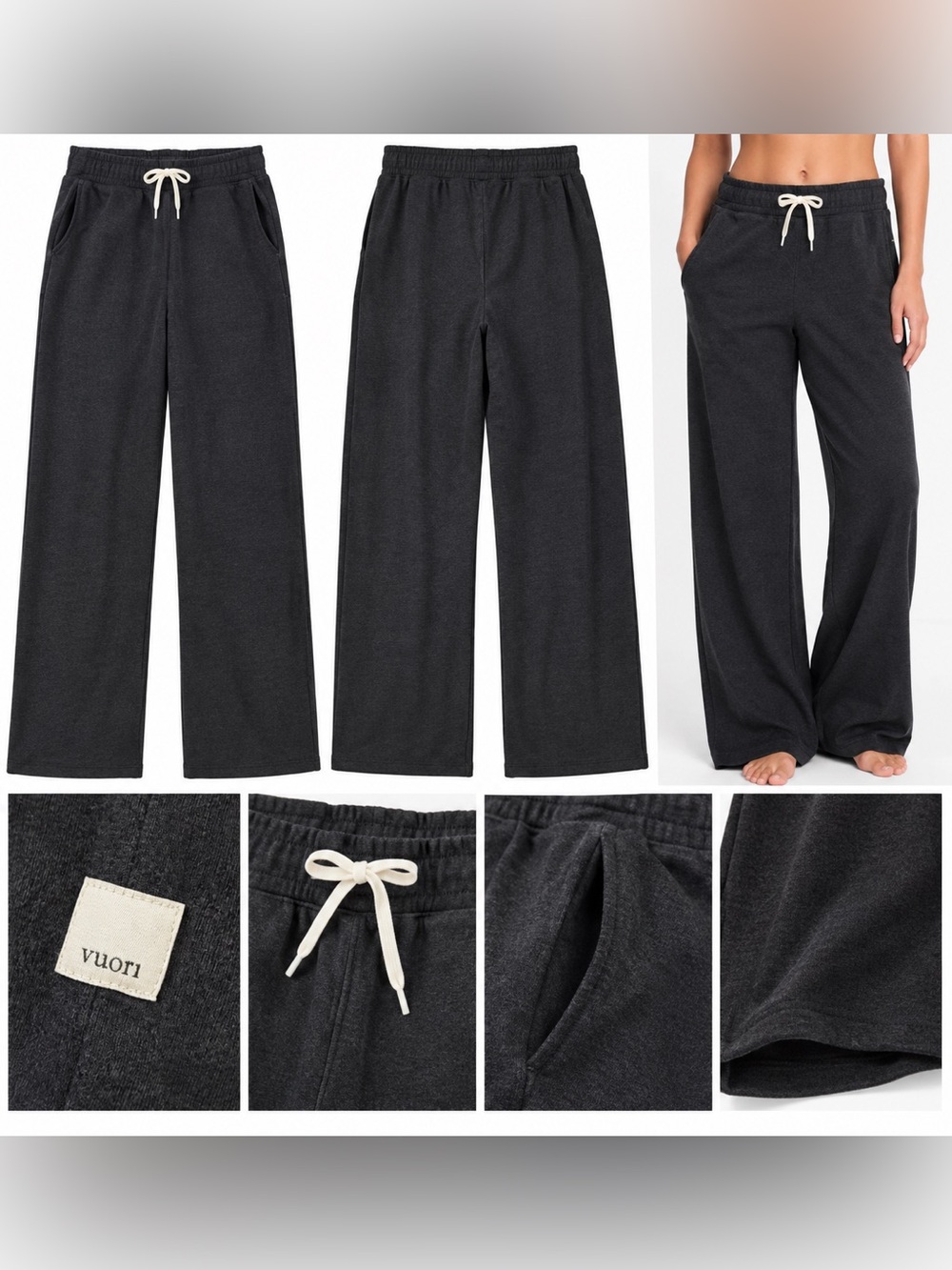Vuori Wide-Leg Drawstring Joggers - Charcoal Black